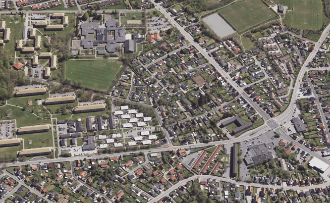 Foto af bydelen Svendborg NØ. Den nordøstlige del af Svendborg by