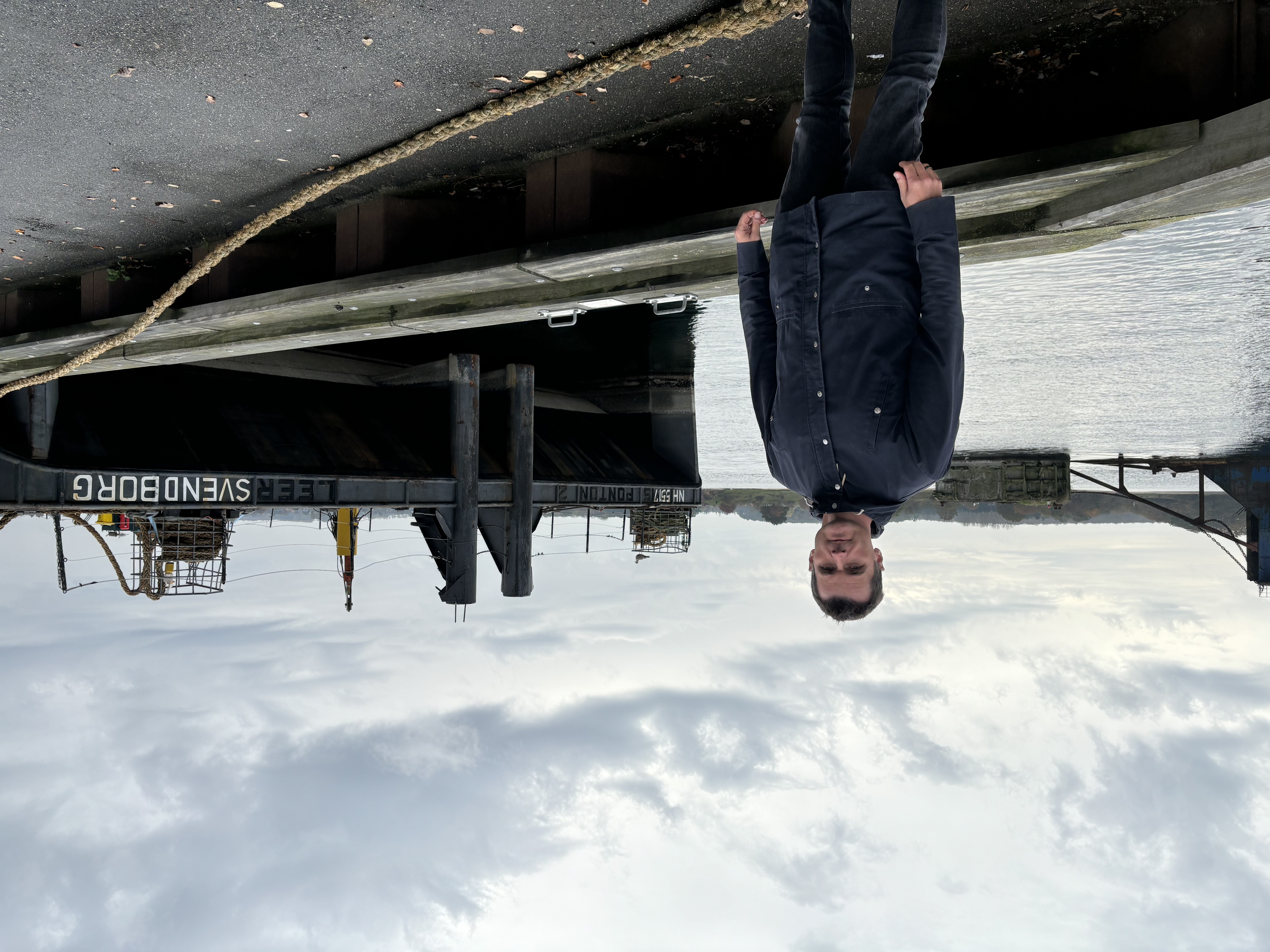 Mand står på havnen