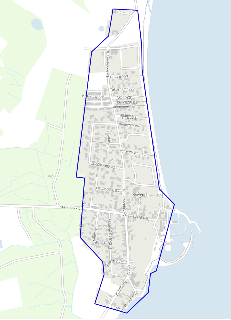 Kort over afgrænsning af Lundeborg