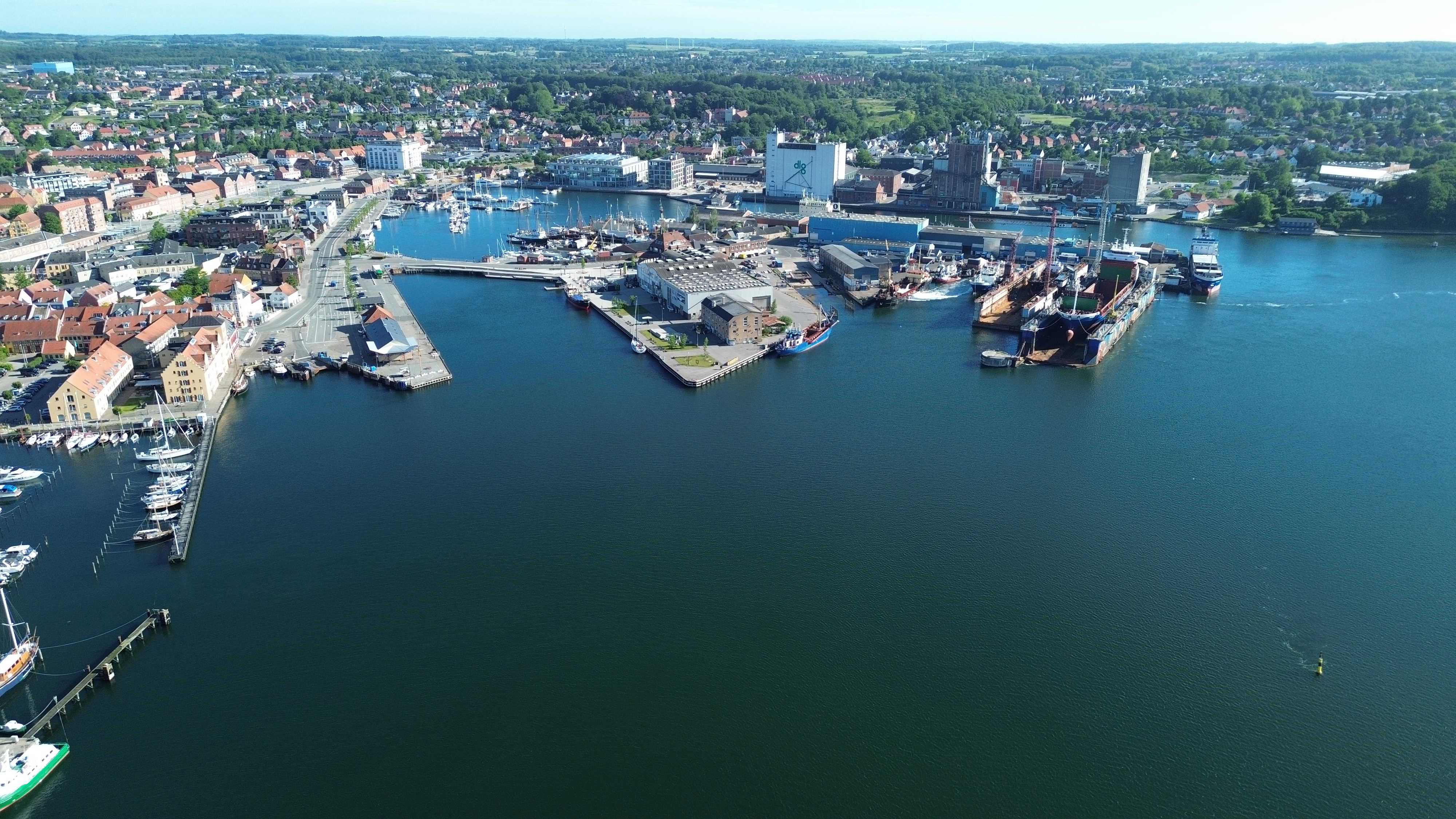 Dronebillede af Svendborg Havn